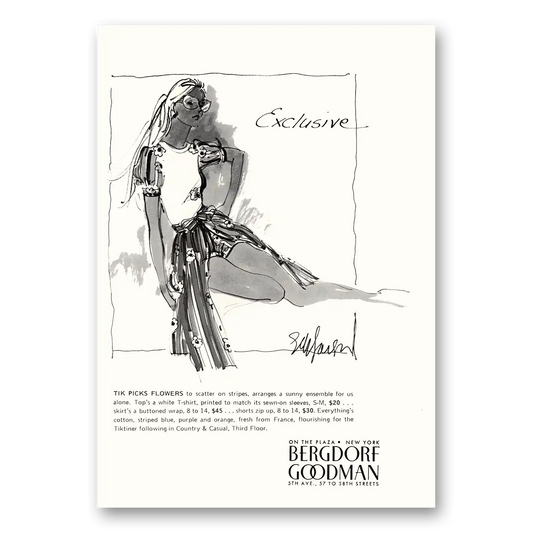 1971 Bergdorf Goodman Tik Picks Flowers Vintage Magazine Print Ad