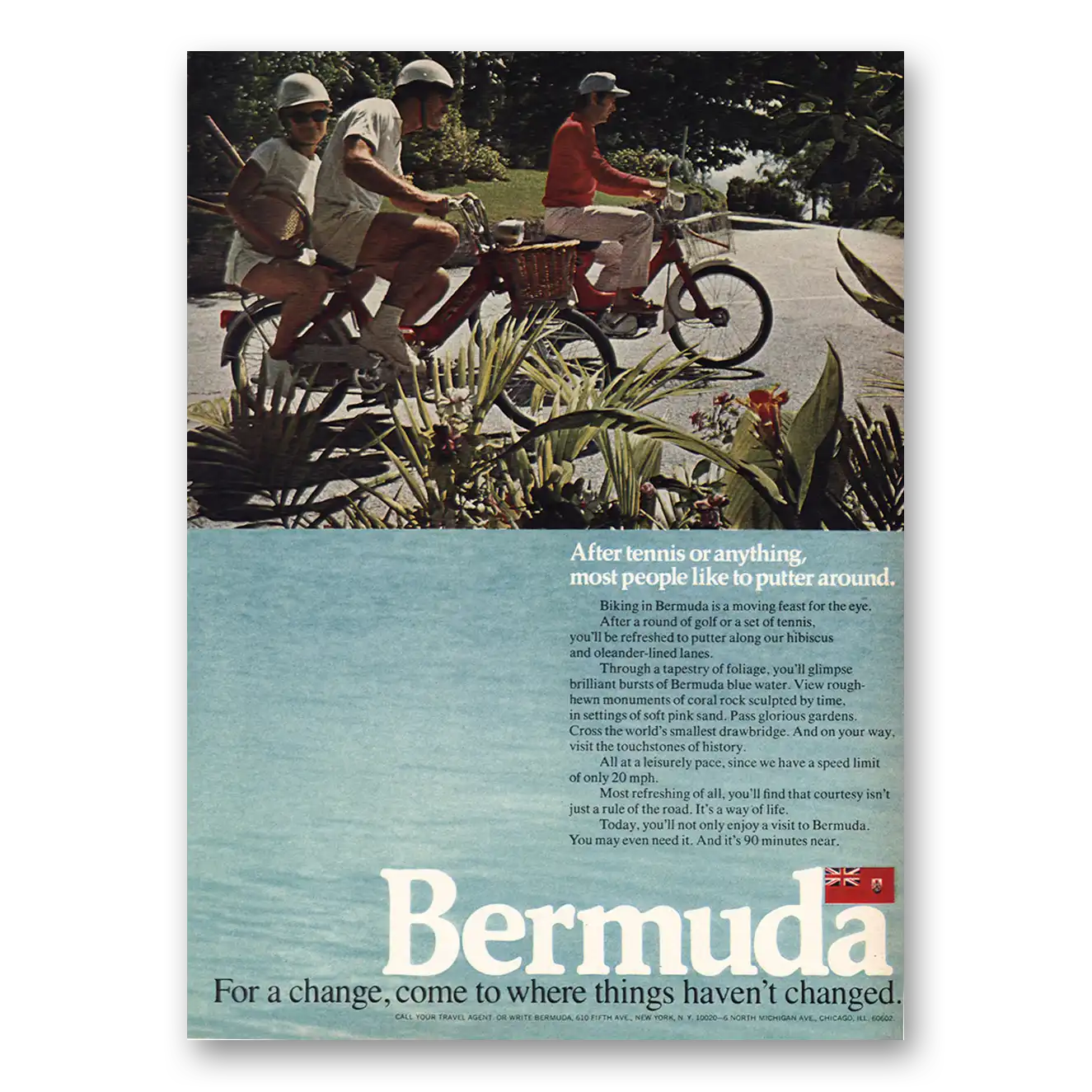 1971 Bermuda After Tennis or Anything Vintage Magazine Print Ad