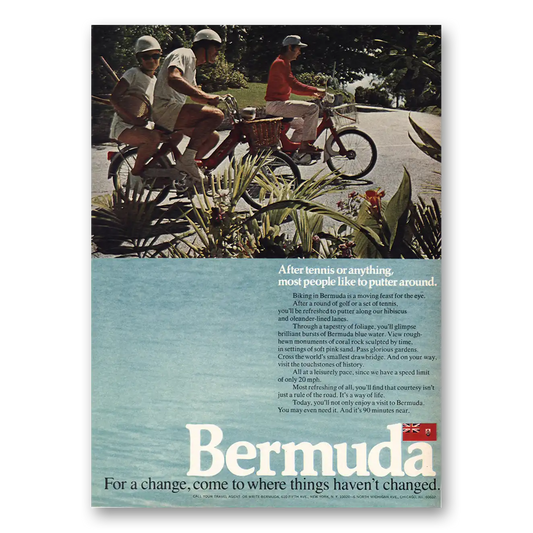 1971 Bermuda After Tennis or Anything Vintage Magazine Print Ad