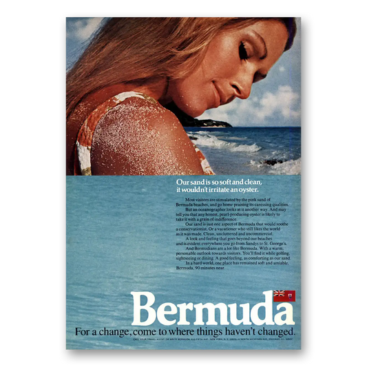 1971 Bermuda Our Sand Is So Soft and Clean Vintage Magazine Print Ad