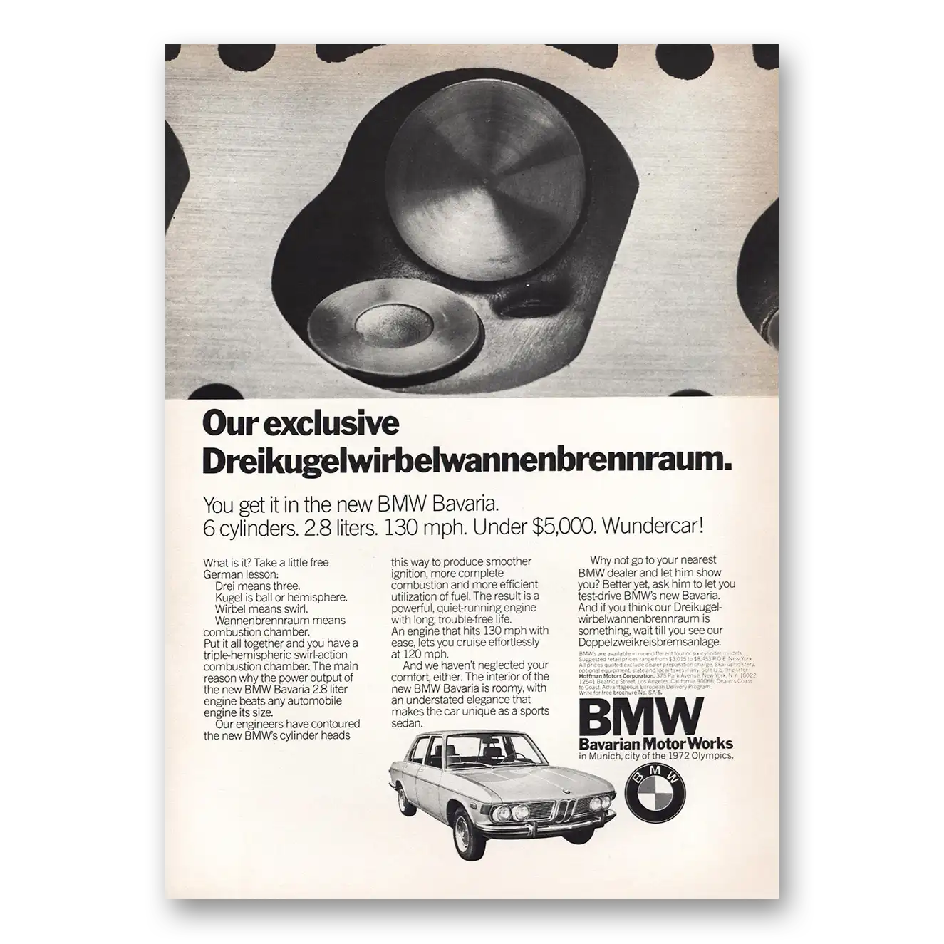 1971 BMW Dreikugelwirbelwannenbrennraum Vintage Magazine Print Ad