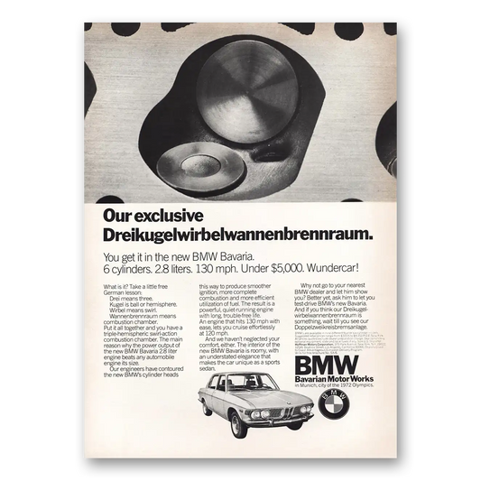 1971 BMW Dreikugelwirbelwannenbrennraum Vintage Magazine Print Ad