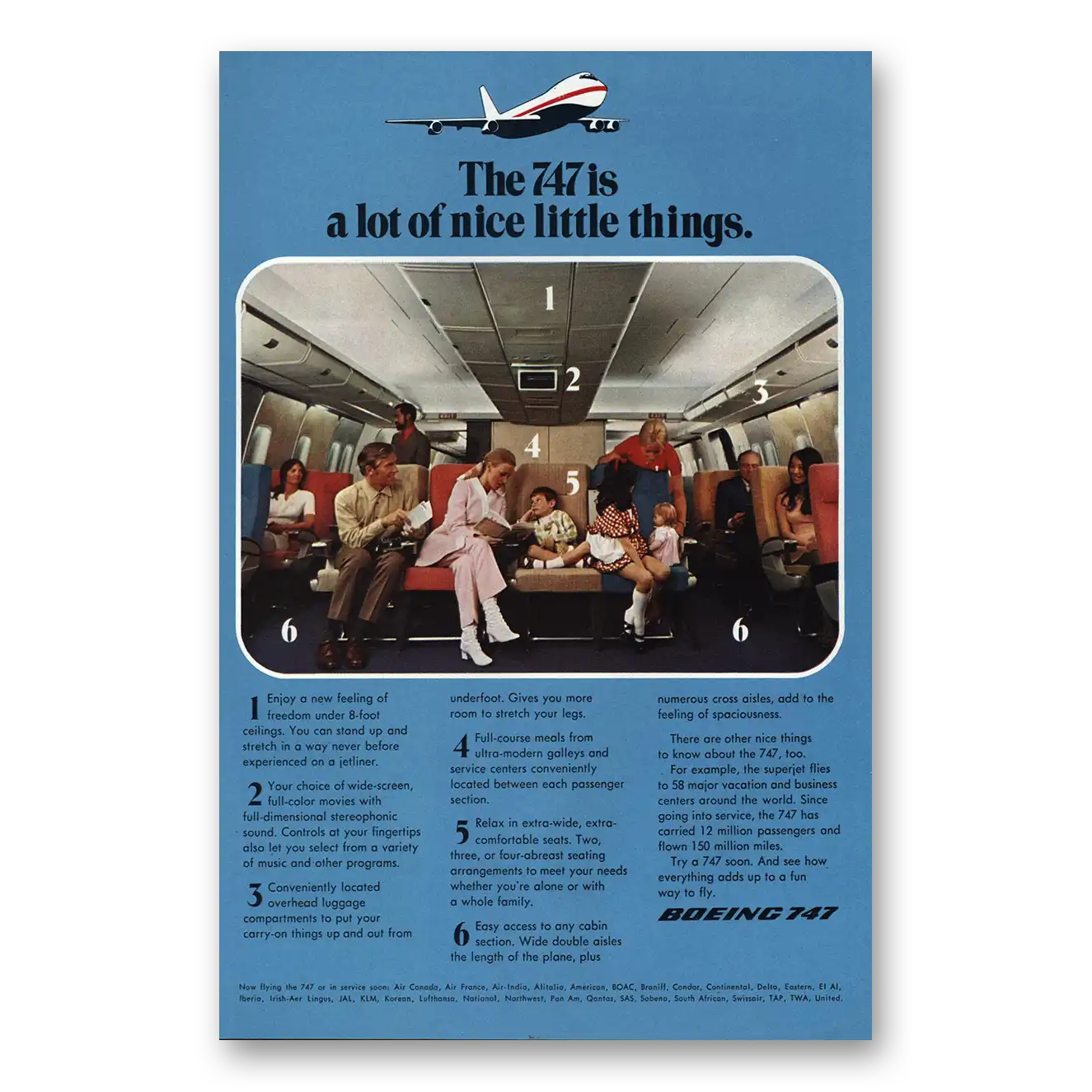 1971 Boeing 747 Lot of Nice Little Things Vintage Magazine Print Ad