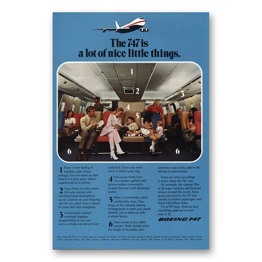 1971 Boeing 747 Lot of Nice Little Things Vintage Magazine Print Ad