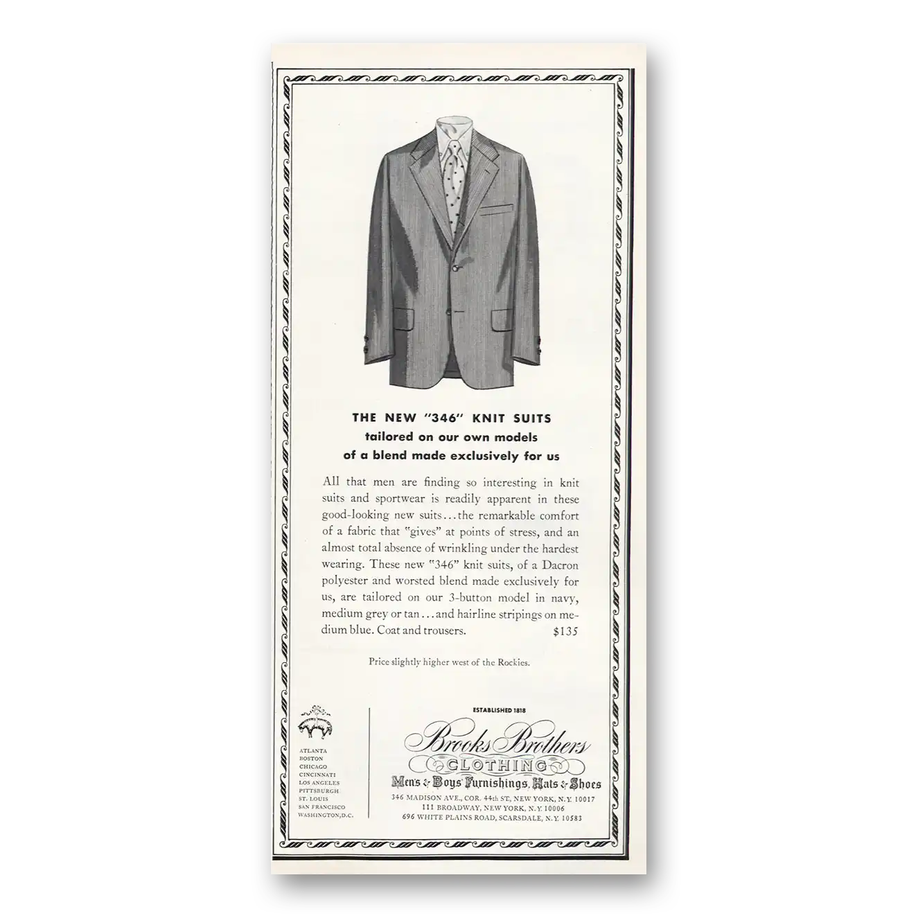 1971 Brooks Brothers 346 Knit Suits Vintage Magazine Print Ad