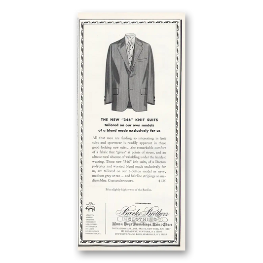 1971 Brooks Brothers 346 Knit Suits Vintage Magazine Print Ad