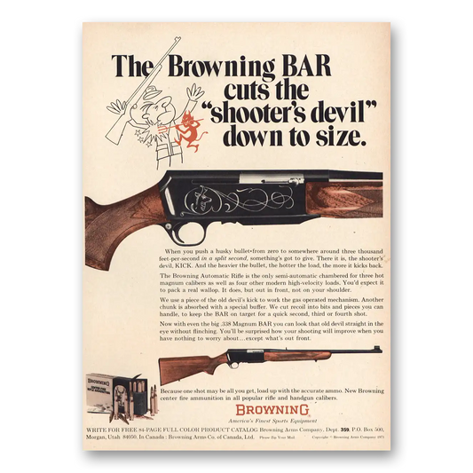 1971 Browning Arms Shooters Devil Vintage Magazine Print Ad