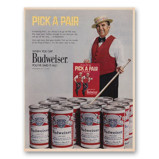 1971 Budweiser Beer Pick a Pair Ed McMahon Vintage Magazine Print Ad