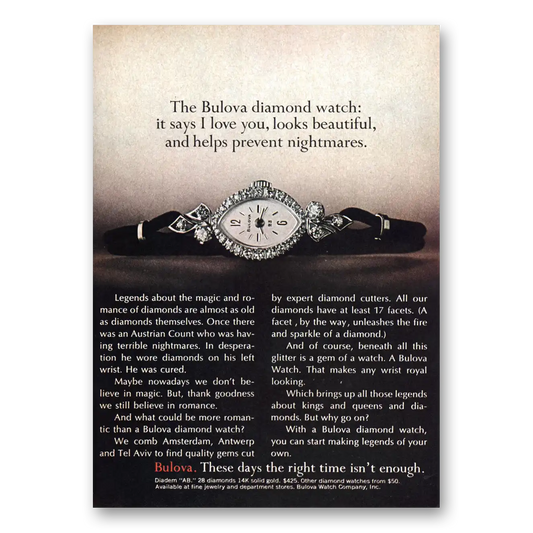 1971 Bulova Watch Diamond Watch It Says I Love You Vintage Magazine Print Ad