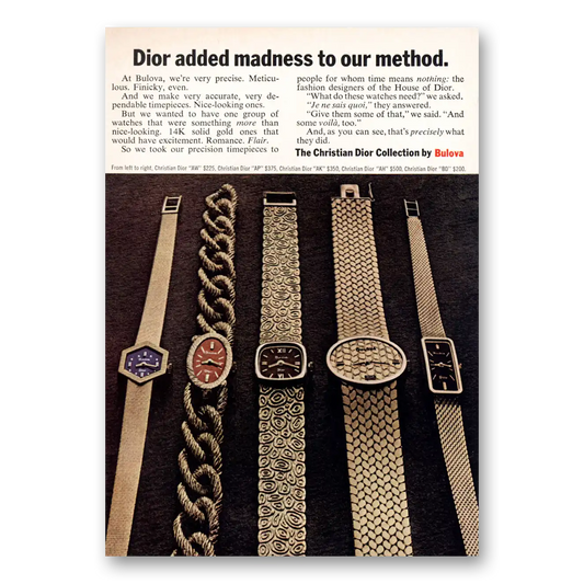 1971 Bulova Watch Dior Added Madness To Our Method Vintage Magazine Print Ad