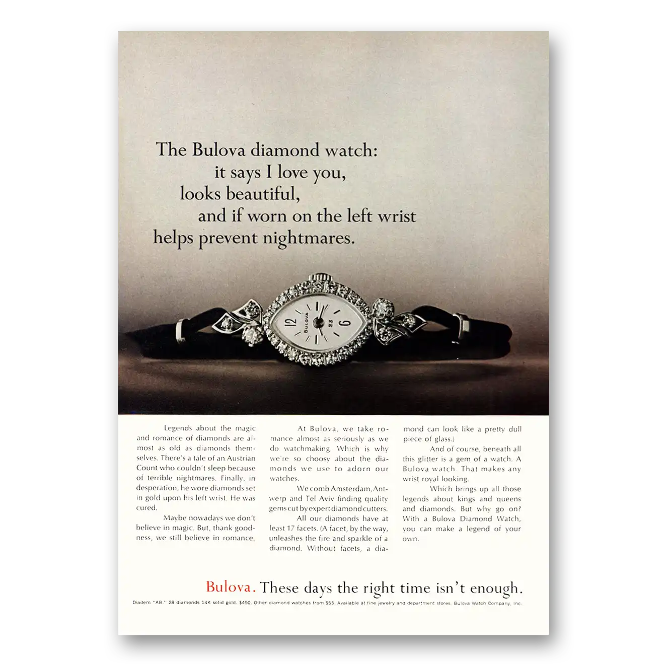 1971 Bulova Watch Diamond Watch It Says I Love You Vintage Magazine Print Ad