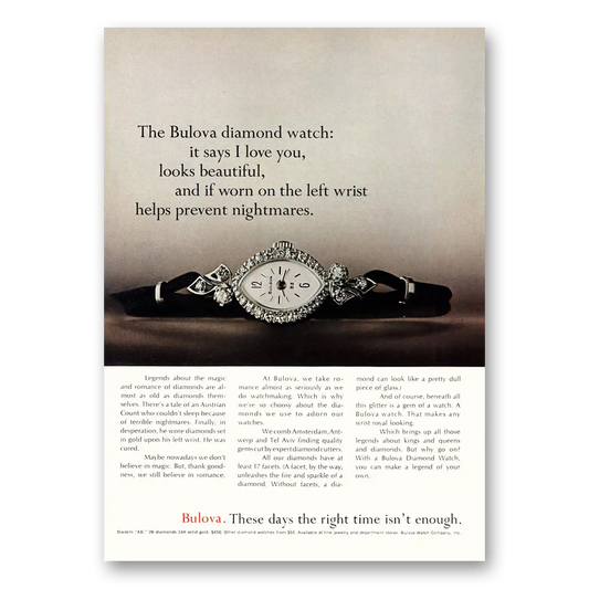 1971 Bulova Watch Diamond Watch It Says I Love You Vintage Magazine Print Ad