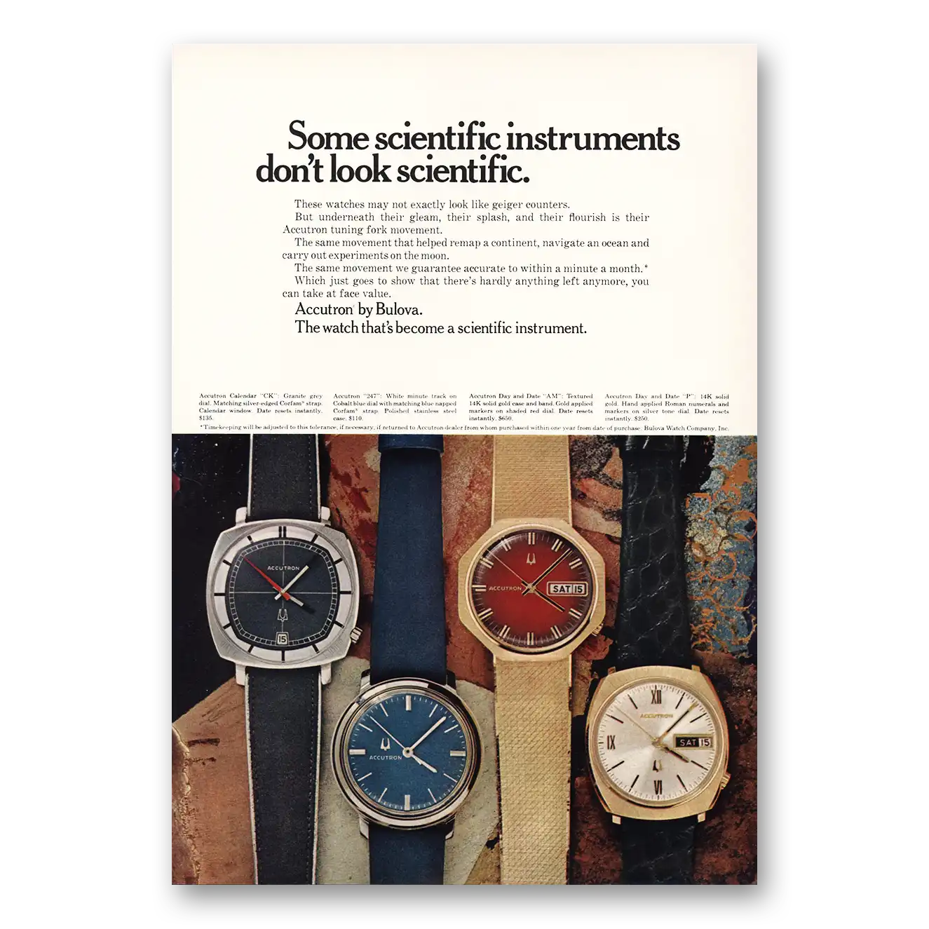 1971 Accutron Scientific Instruments Vintage Magazine Print Ad