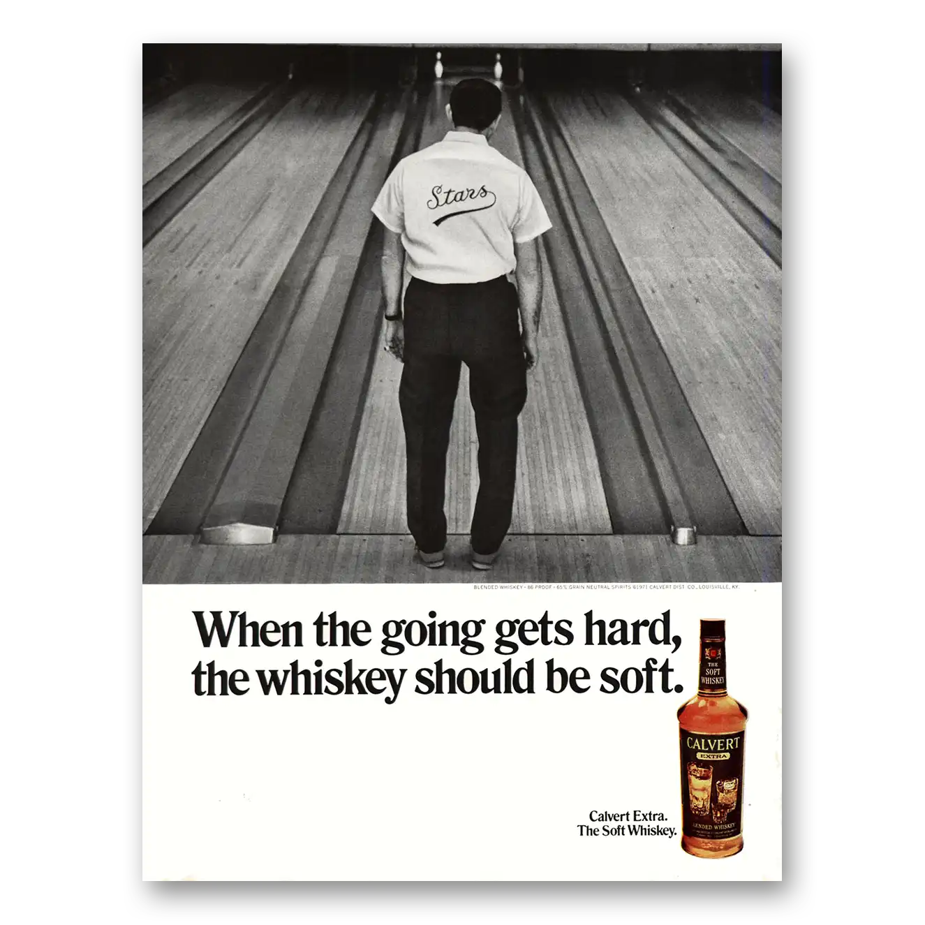 1971 Calvert Whiskey When the Going Gets Hard Bowling Vintage Magazine Print Ad