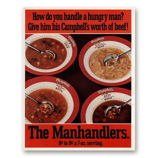 1971 Campbells Soup Manhandlers Handle a Hungry Man Vintage Magazine Print Ad