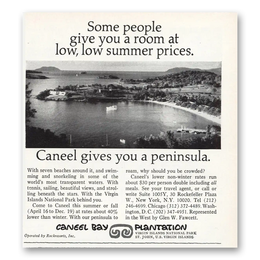 1971 Caneel Bay Peninusla Vintage Magazine Print Ad