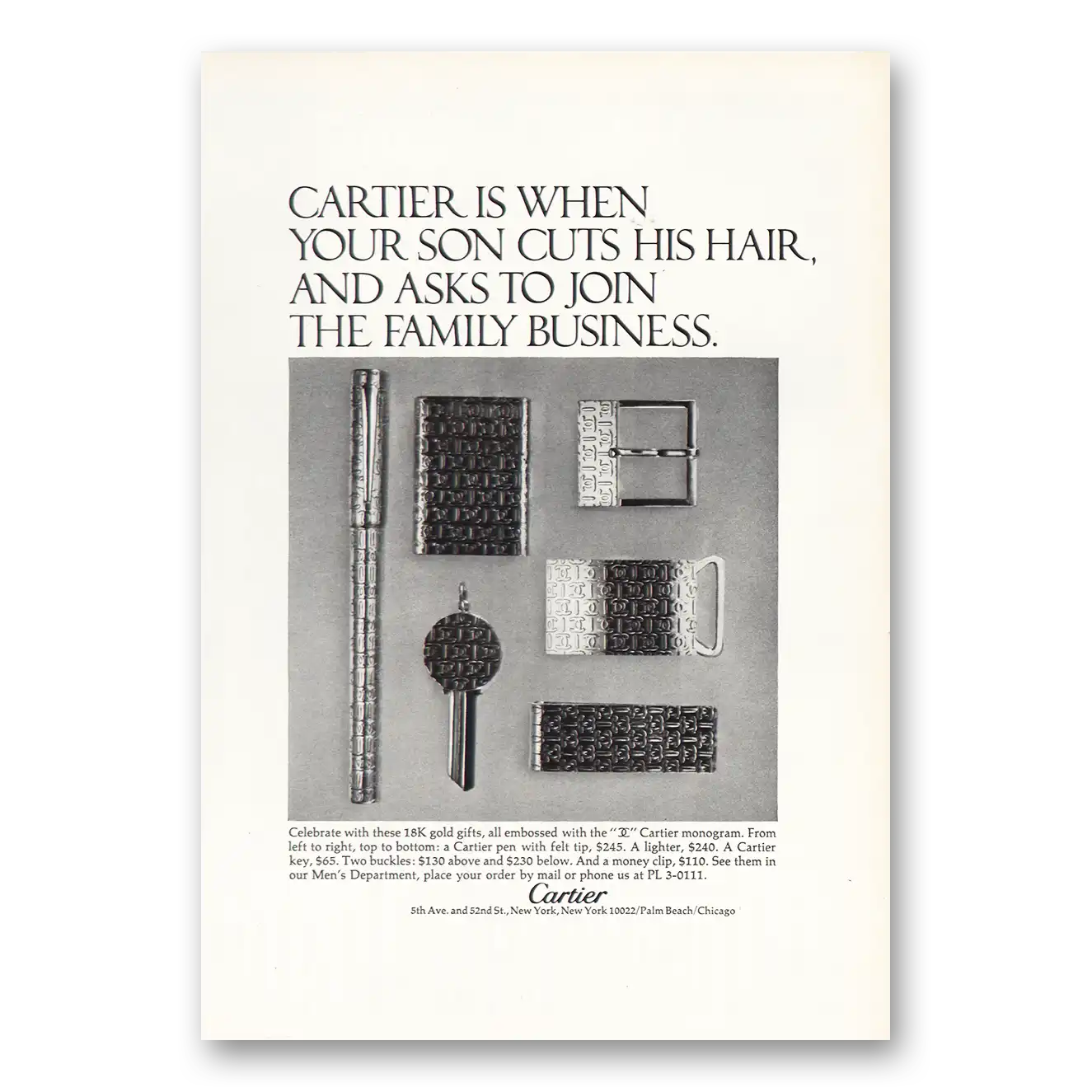 1971 Cartier When Your Son Cuts His Hair Vintage Magazine Print Ad