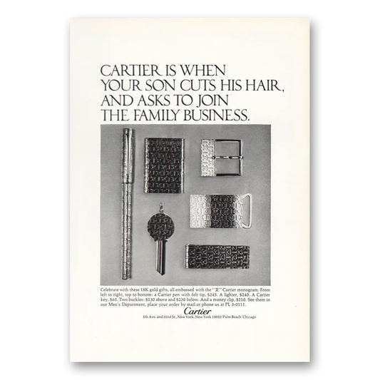 1971 Cartier When Your Son Cuts His Hair Vintage Magazine Print Ad