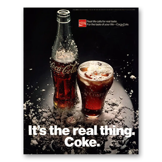 1971 Coca Cola Real Life Calls for Real Taste Vintage Magazine Print Ad