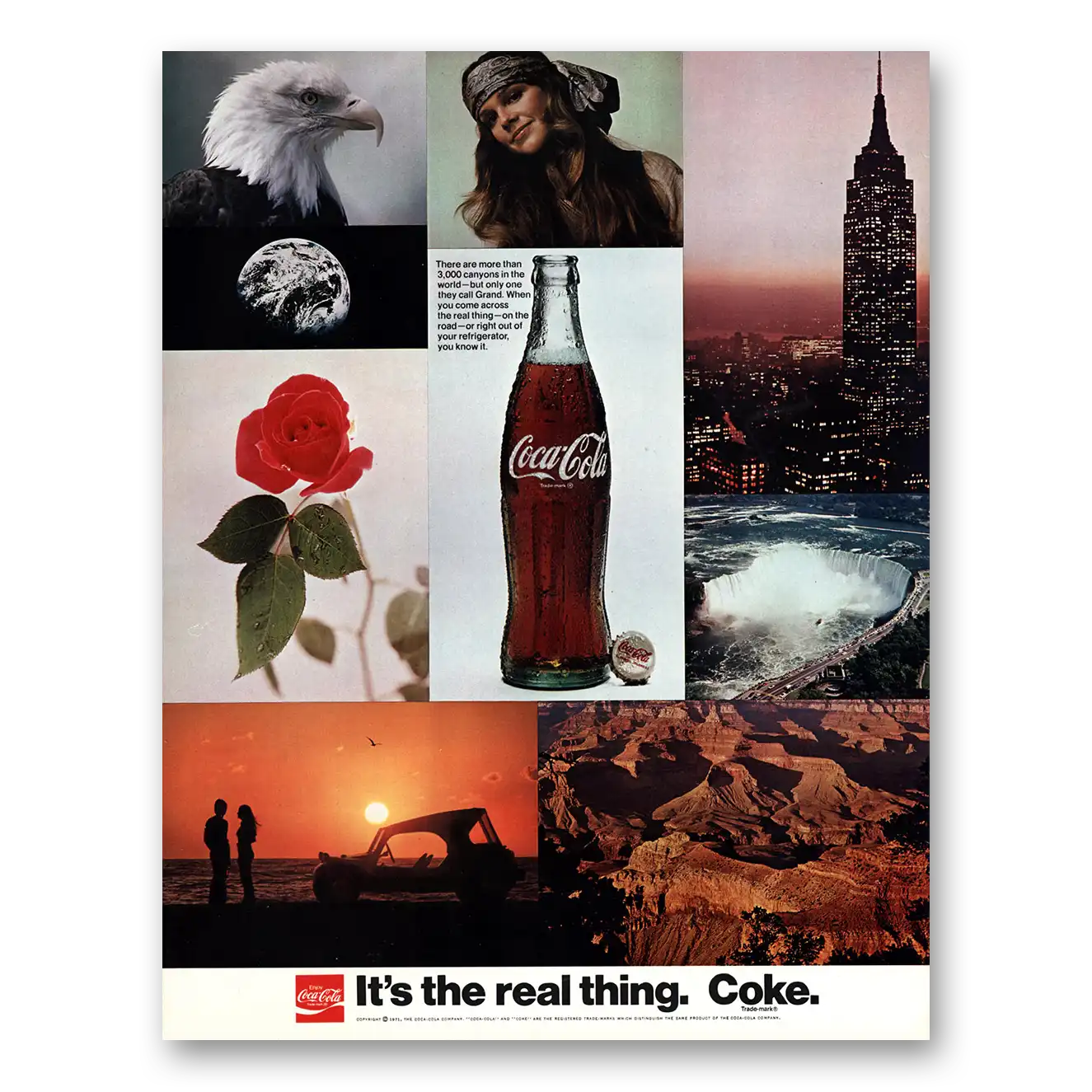 1971 Coca Cola There Are More Than 3000 Canyons Vintage Magazine Print Ad