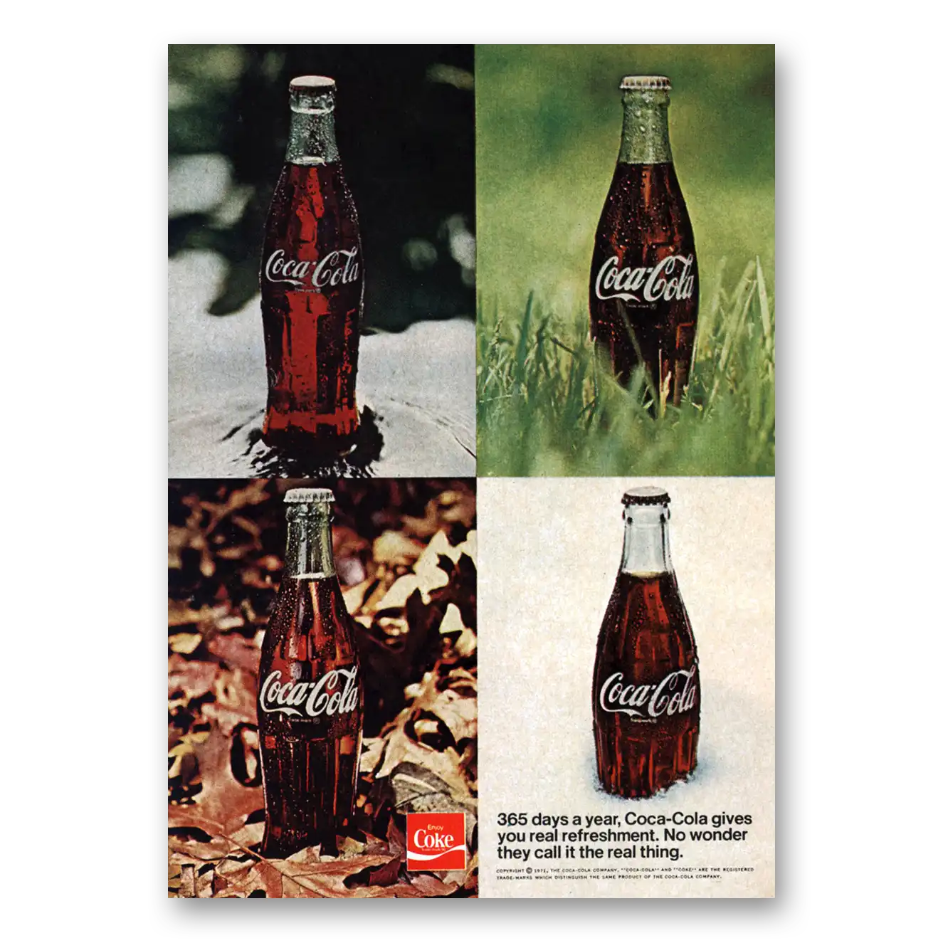 1971 Coca Cola 365 Days a Year Vintage Magazine Print Ad