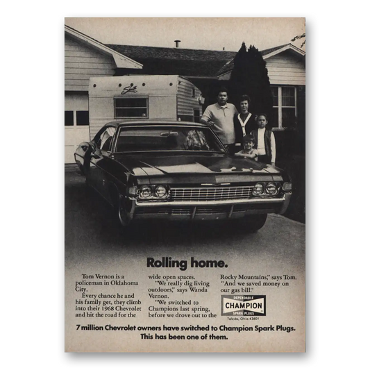 1971 Champion Spark Plugs Rolling Home Vintage Magazine Print Ad