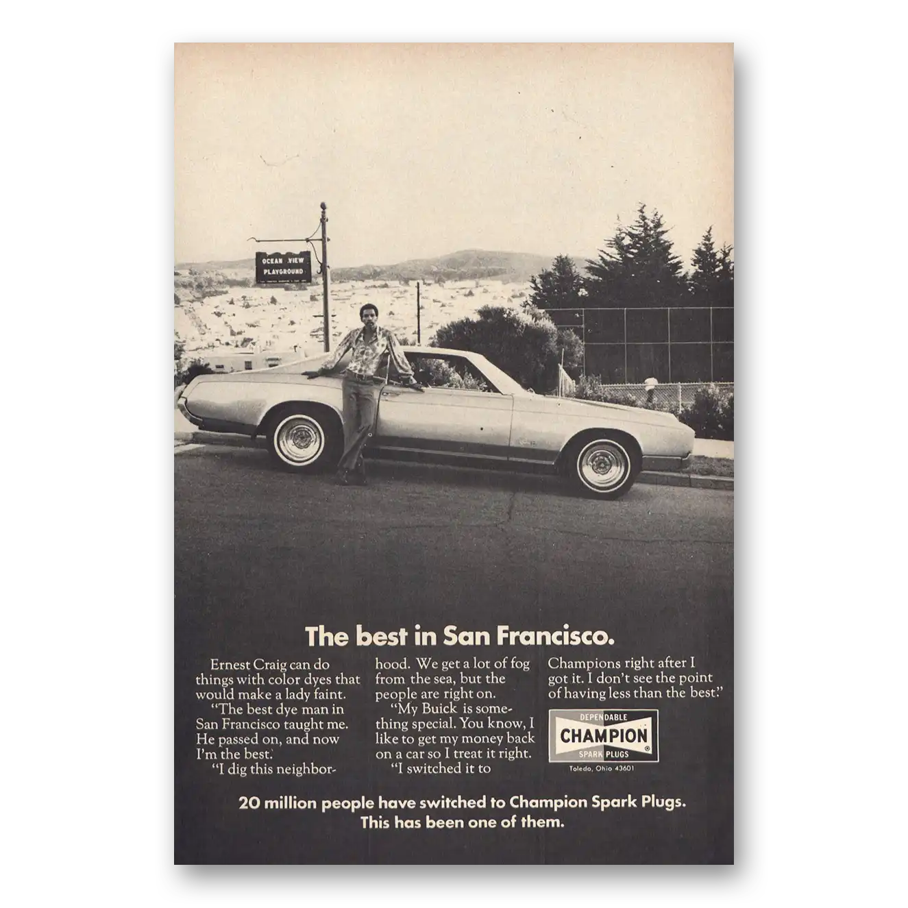 1971 Champion Spark Plugs San Francisco Vintage Magazine Print Ad