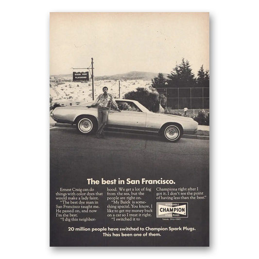 1971 Champion Spark Plugs San Francisco Vintage Magazine Print Ad