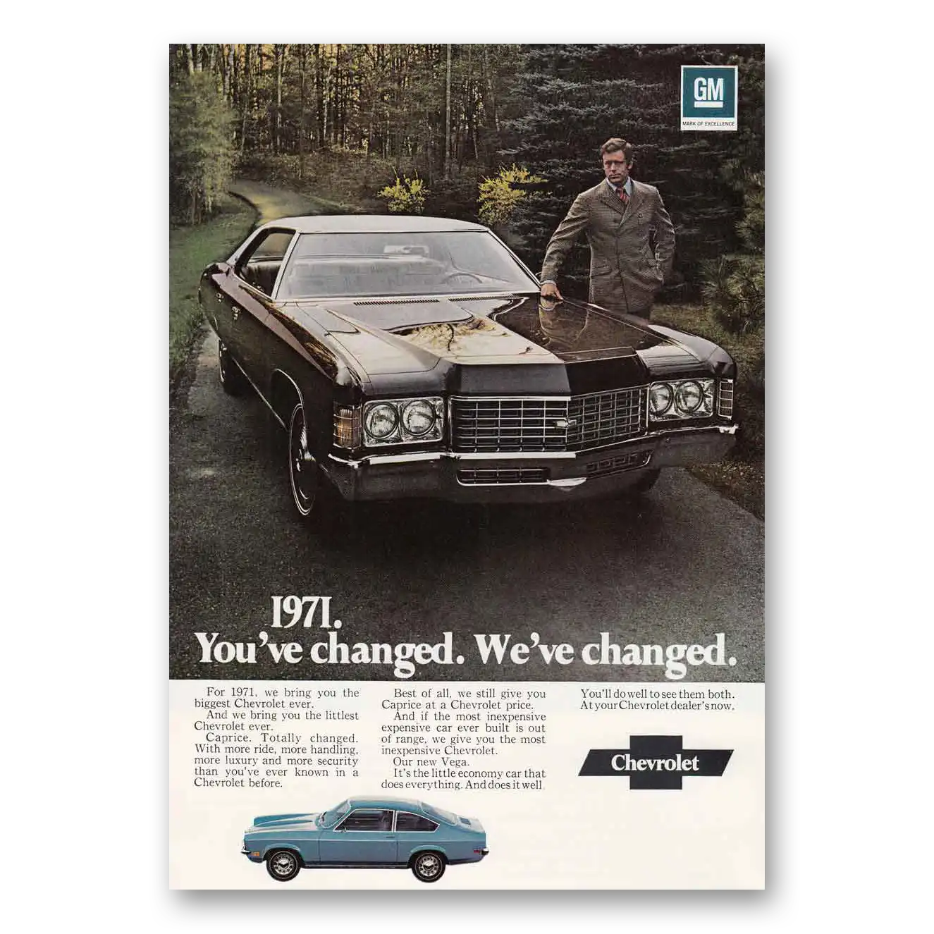 1971 Chevrolet Caprice You've Changed We've Changed Vintage Magazine Print Ad