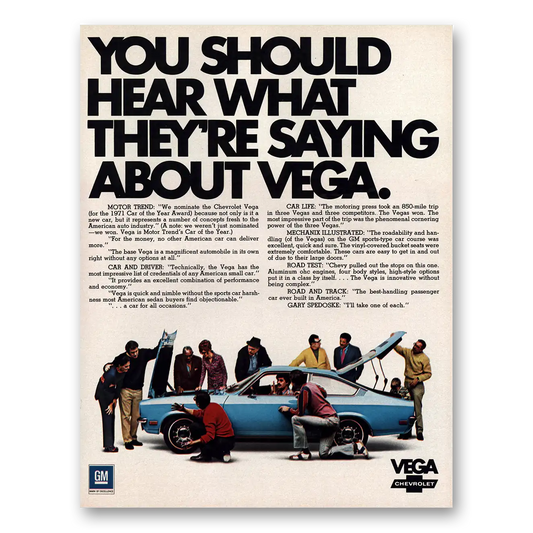 1971 Chevrolet Vega Hear What They're Saying Vintage Magazine Print Ad