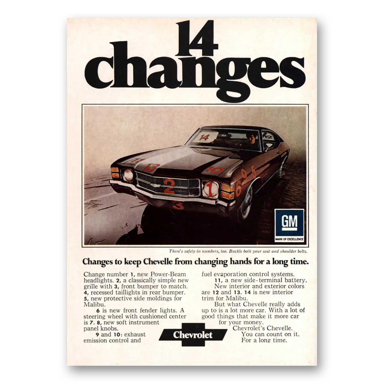 1971 Chevrolet Chevelle Changes to Keep Chevelle Changing Hands Vintage Magazine Print Ad