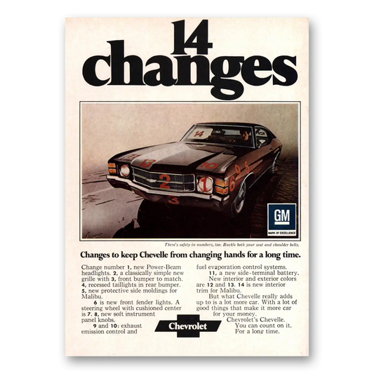 1971 Chevrolet Chevelle Changes to Keep Chevelle Changing Hands Vintage Magazine Print Ad