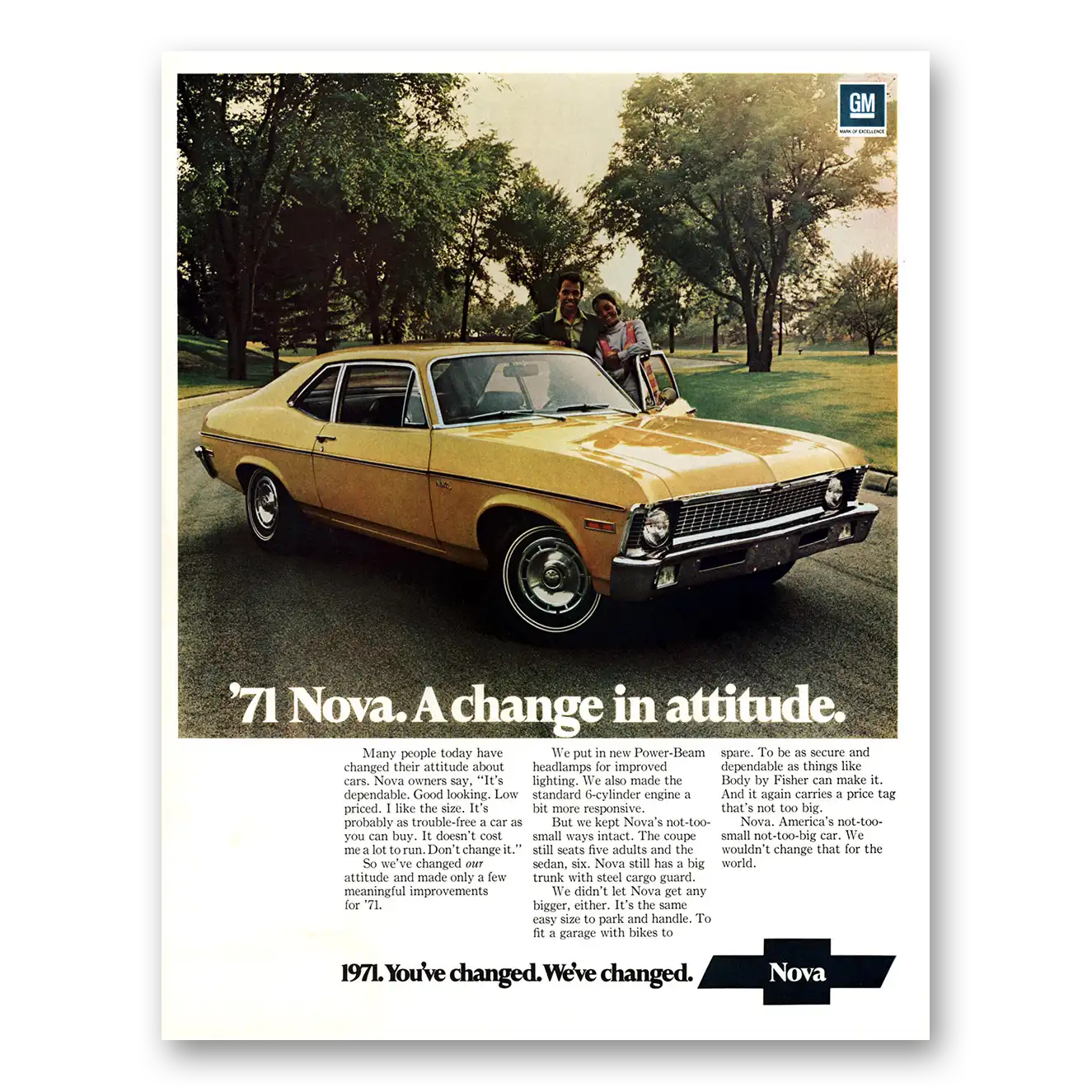 1971 Chevrolet Nova Change In Attitude Many People Today Vintage Magazine Print Ad