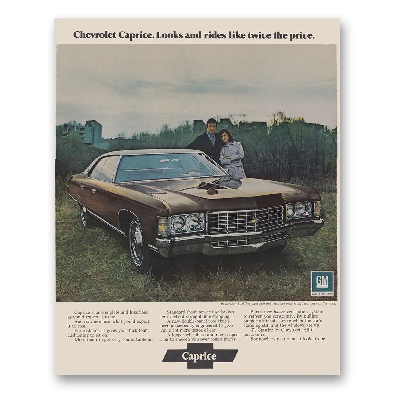 1971 Chevrolet Caprice Looks and Rides Like Twice the Price Vintage Magazine Print Ad