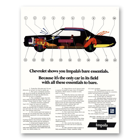 1971 Chevrolet Impala Bare Essentials Vintage Magazine Print Ad