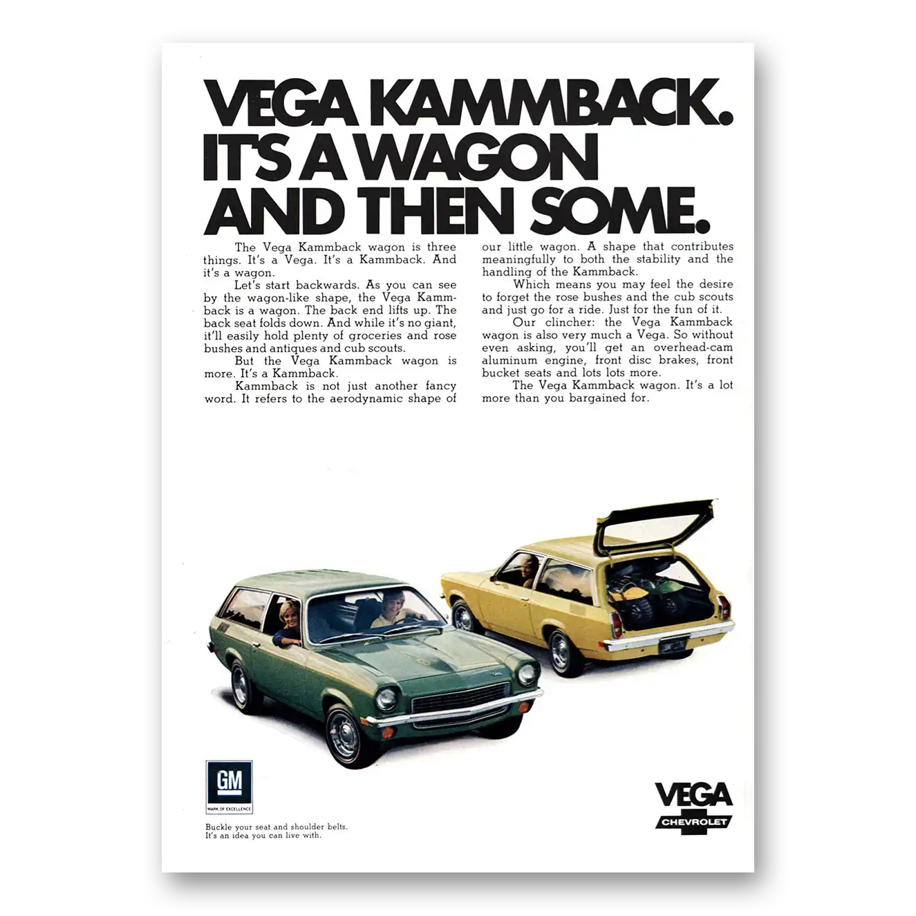 1971 Chevrolet Vega Kammback Wagon and Then Some Vintage Magazine Print Ad