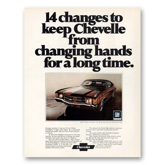 1971 Chevrolet Chevelle Keep Chevelle From Changing Hands Vintage Magazine Print Ad