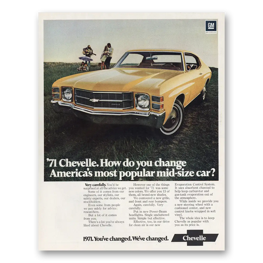 1971 Chevrolet Chevelle Most Popular Mid Size Car Vintage Magazine Print Ad