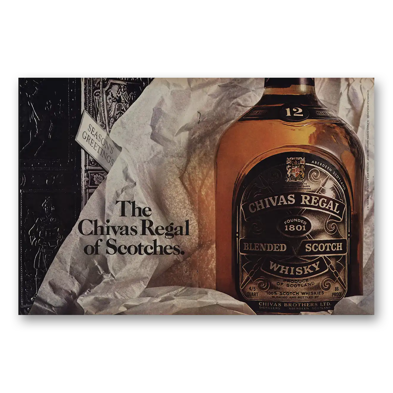 1971 Chivas Regal Seasons Greetings Vintage Magazine Print Ad