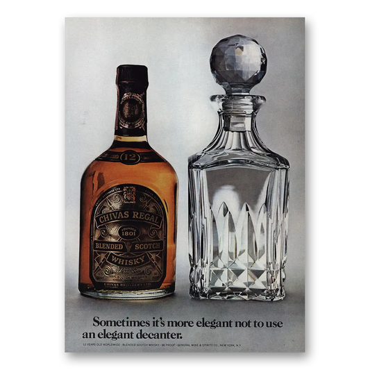 1971 Chivas Regal Sometimes More Elegant Vintage Magazine Print Ad