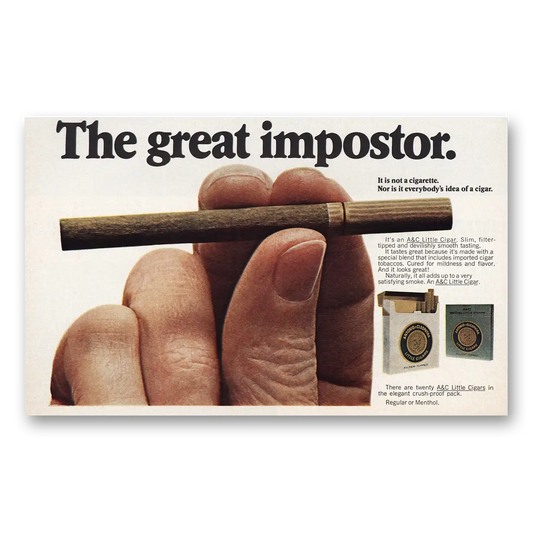 1971 A&C Little Cigars Great Imposter Vintage Magazine Print Ad