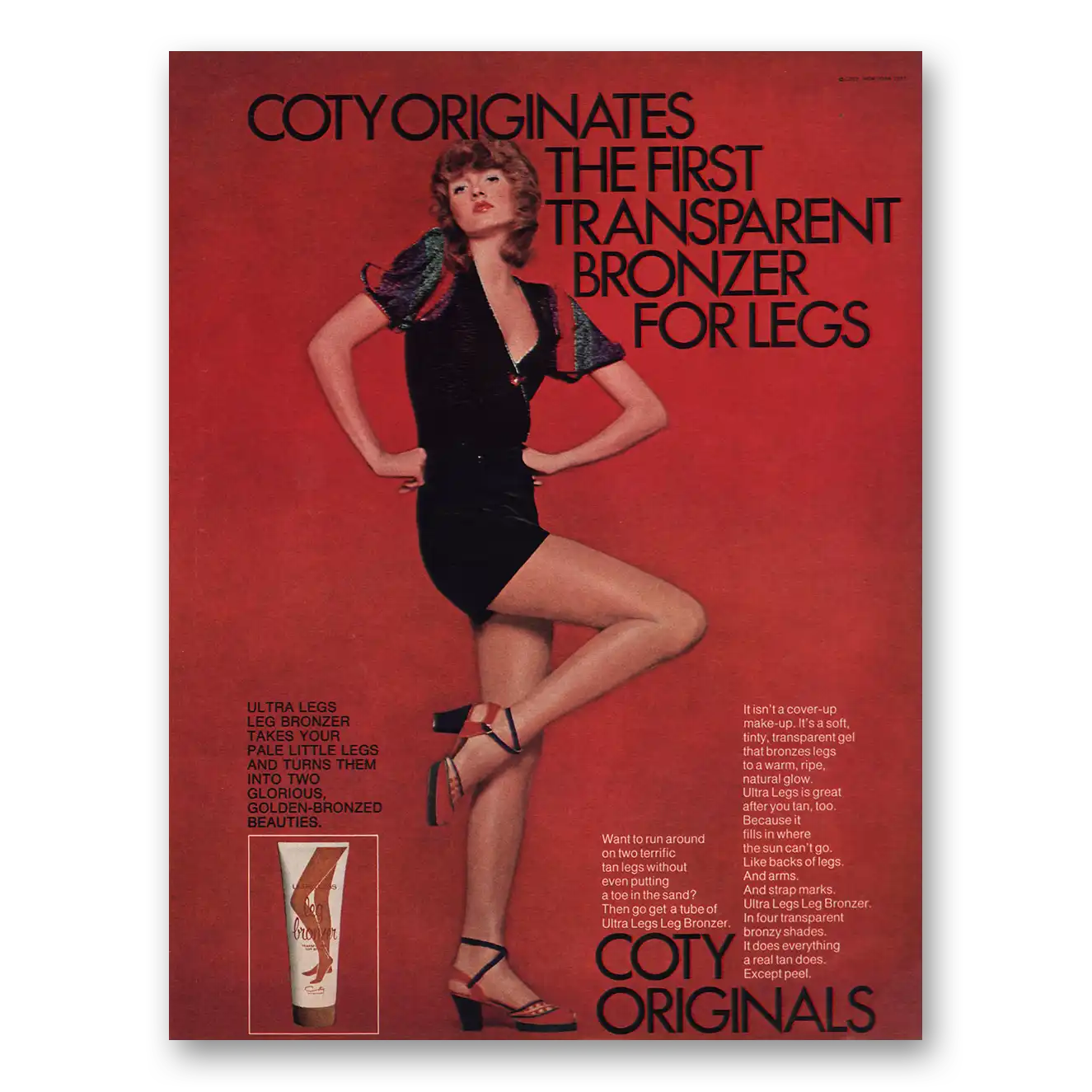 1971 Coty Transparent Bronzer for Legs Vintage Magazine Print Ad