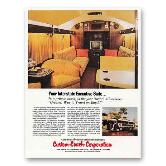 1971 Custom Coach Custom Coach Your Interstate Executive Suite Vintage Magazine Print Ad