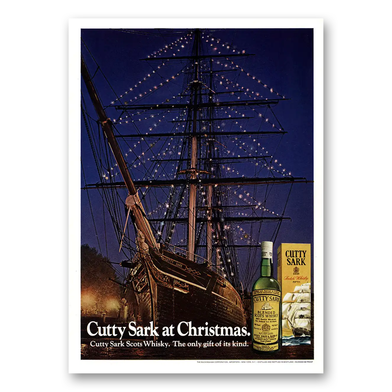 1971 Cutty Sark Cutty Sark at Christmas Vintage Magazine Print Ad