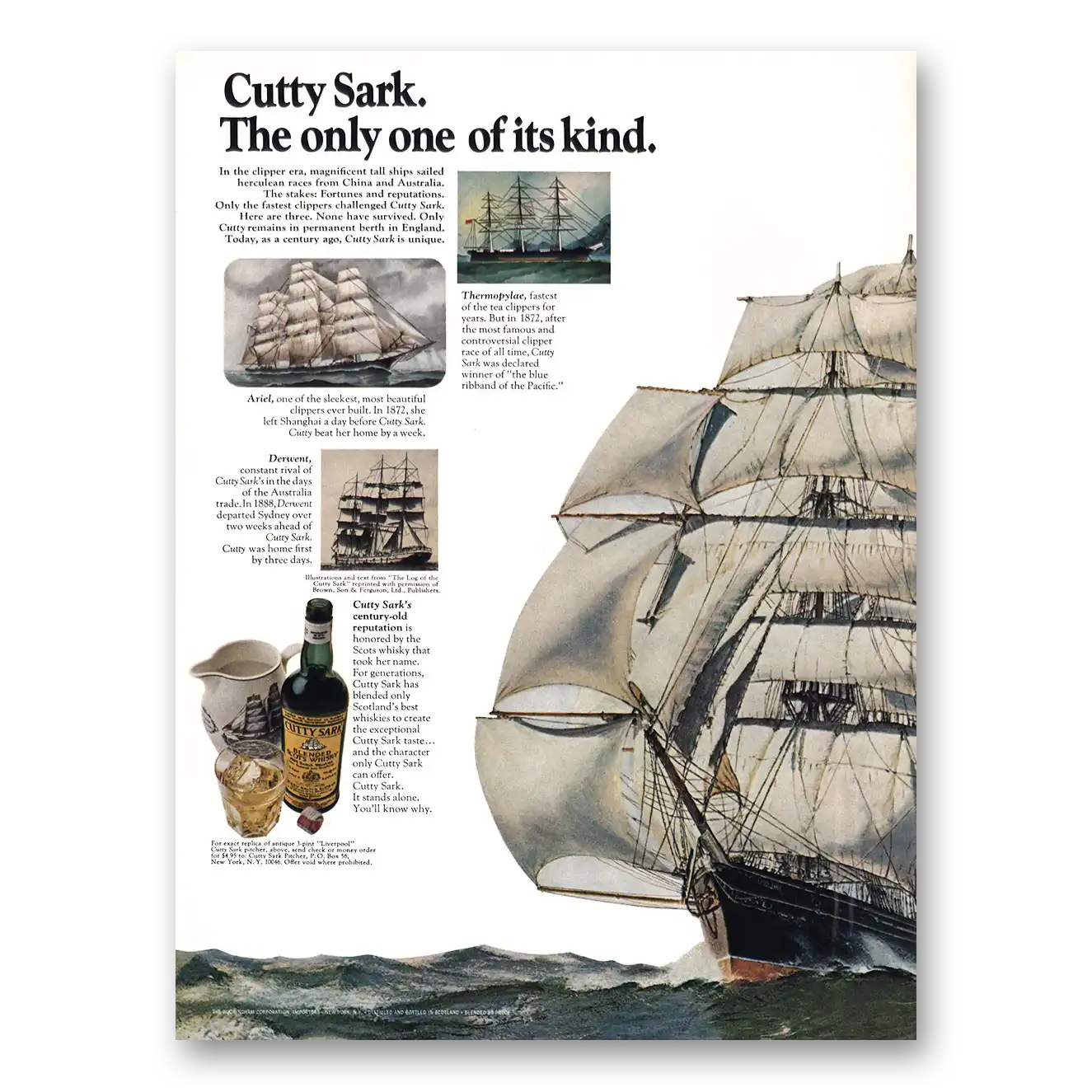 1971 Cutty Sark Only One of Its Kind Vintage Magazine Print Ad