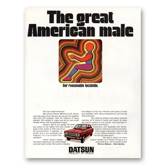 1971 Datsun Great American Model Vintage Magazine Print Ad