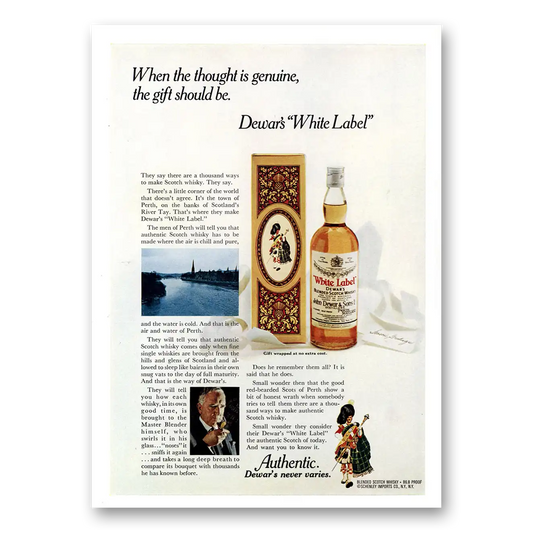 1971 Dewars White Label Thought Is Genuine Vintage Magazine Print Ad