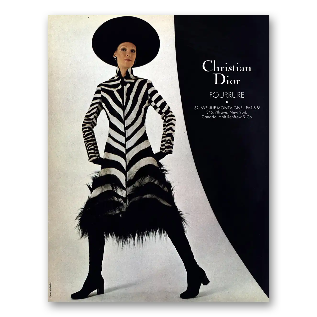 1971 Christian Dior Fashion Fourrure French Vintage Magazine Print Ad