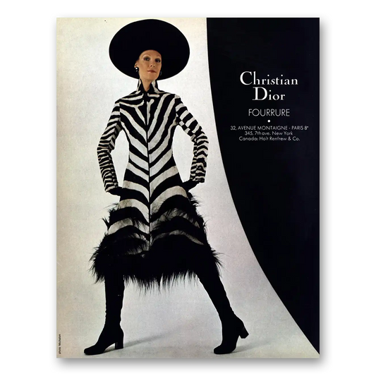 1971 Christian Dior Fashion Fourrure French Vintage Magazine Print Ad