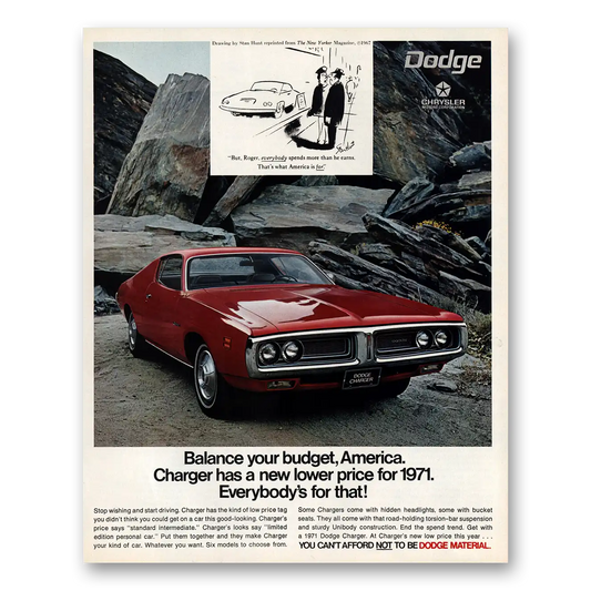 1970 Dodge Charger Balance Your Budget Vintage Magazine Print Ad